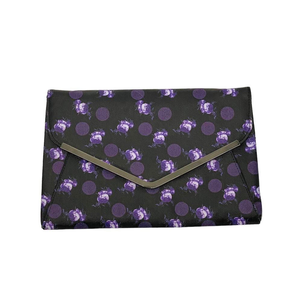 ASOS purple polka dot/floral envelope clutch purse retro style